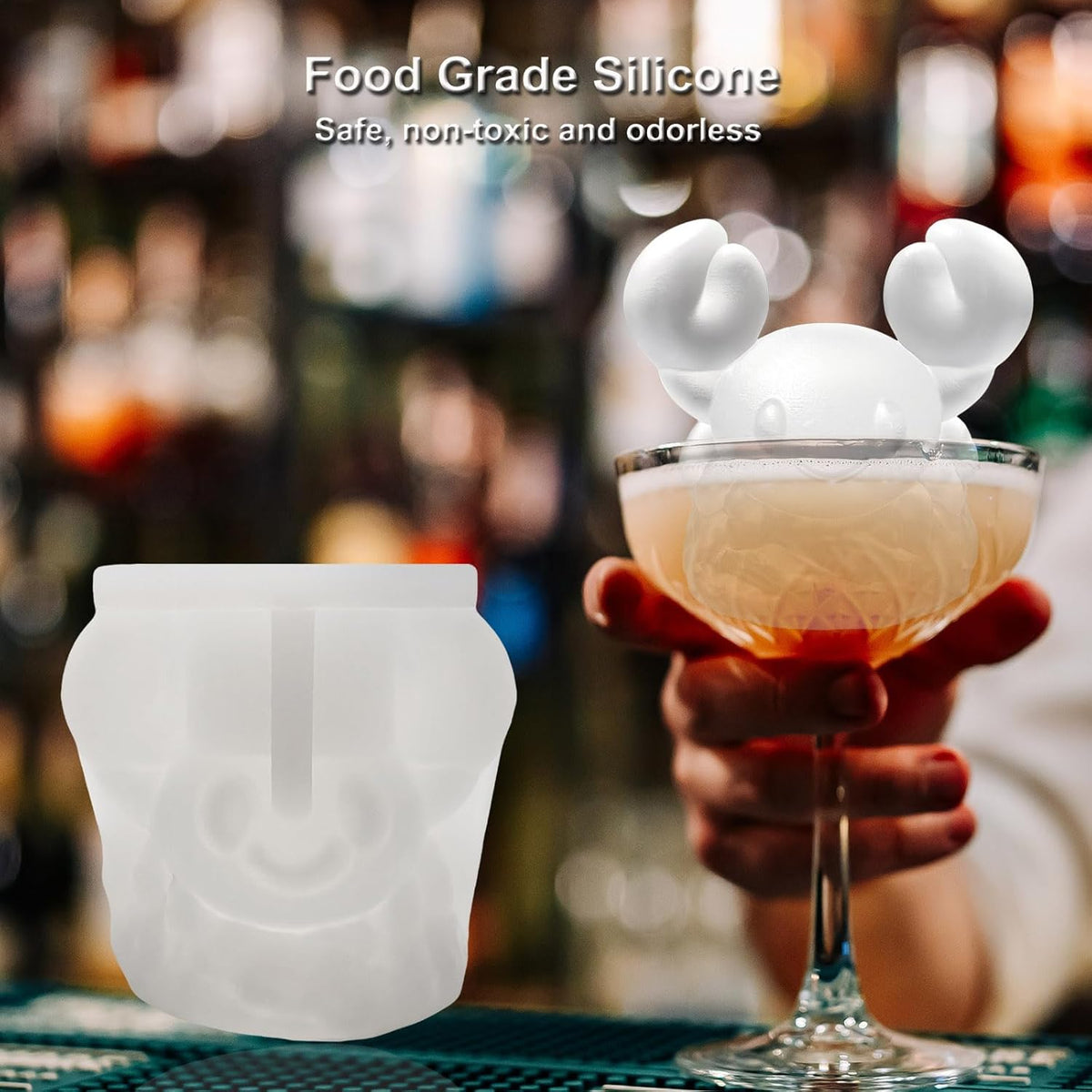 3D Crab Ice Cube Silicone Molds Tray for Whiskey, Cocktail, Drink Decor, Bar; Rich Details. Cute