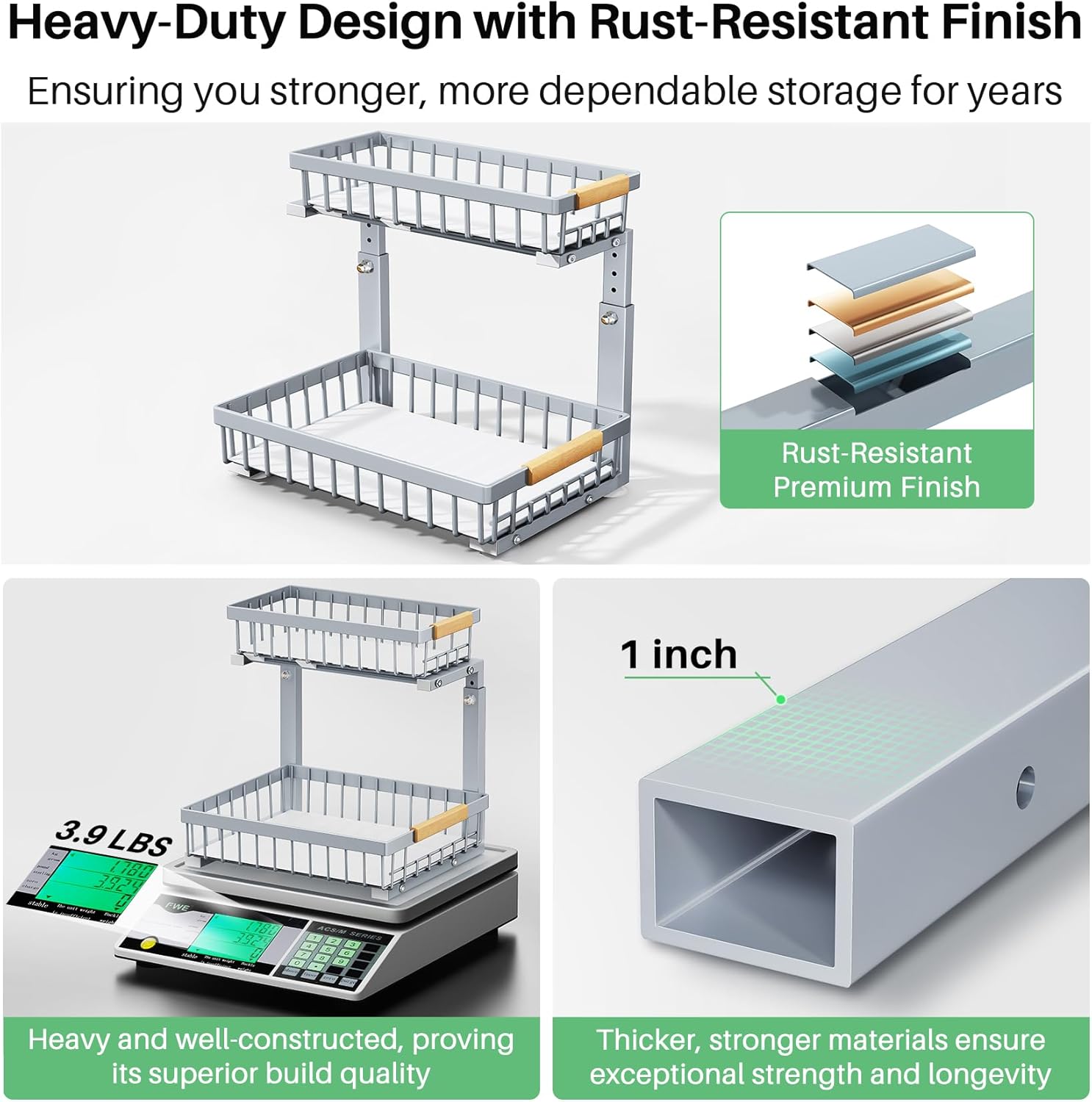 Pull out Cabinet Organizer, 1 Pack Under Sink Organizer, Slide out Metal Kitchen Cabinet Organizers