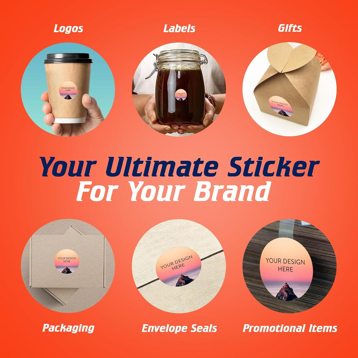 100 Custom Vinyl Stickers - Upload Your own Image, Text, Design, Logo - Personalized Logo Labels