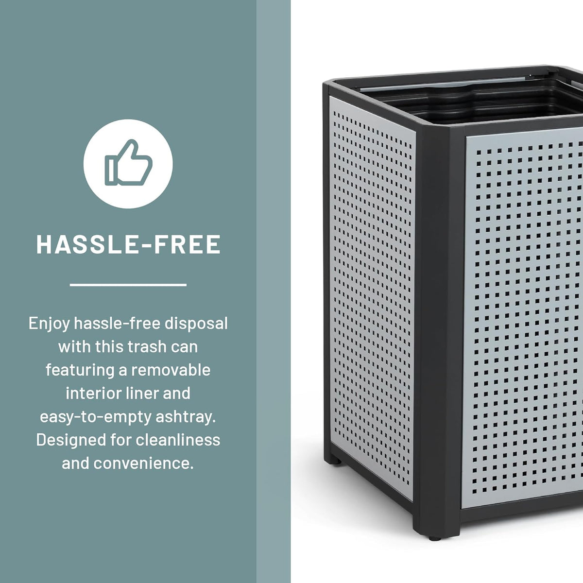 Safco Evos Steel Trash Can, 38 Gallons, Indoor and Outdoor Use, Commercial Garbage Can with Plastic