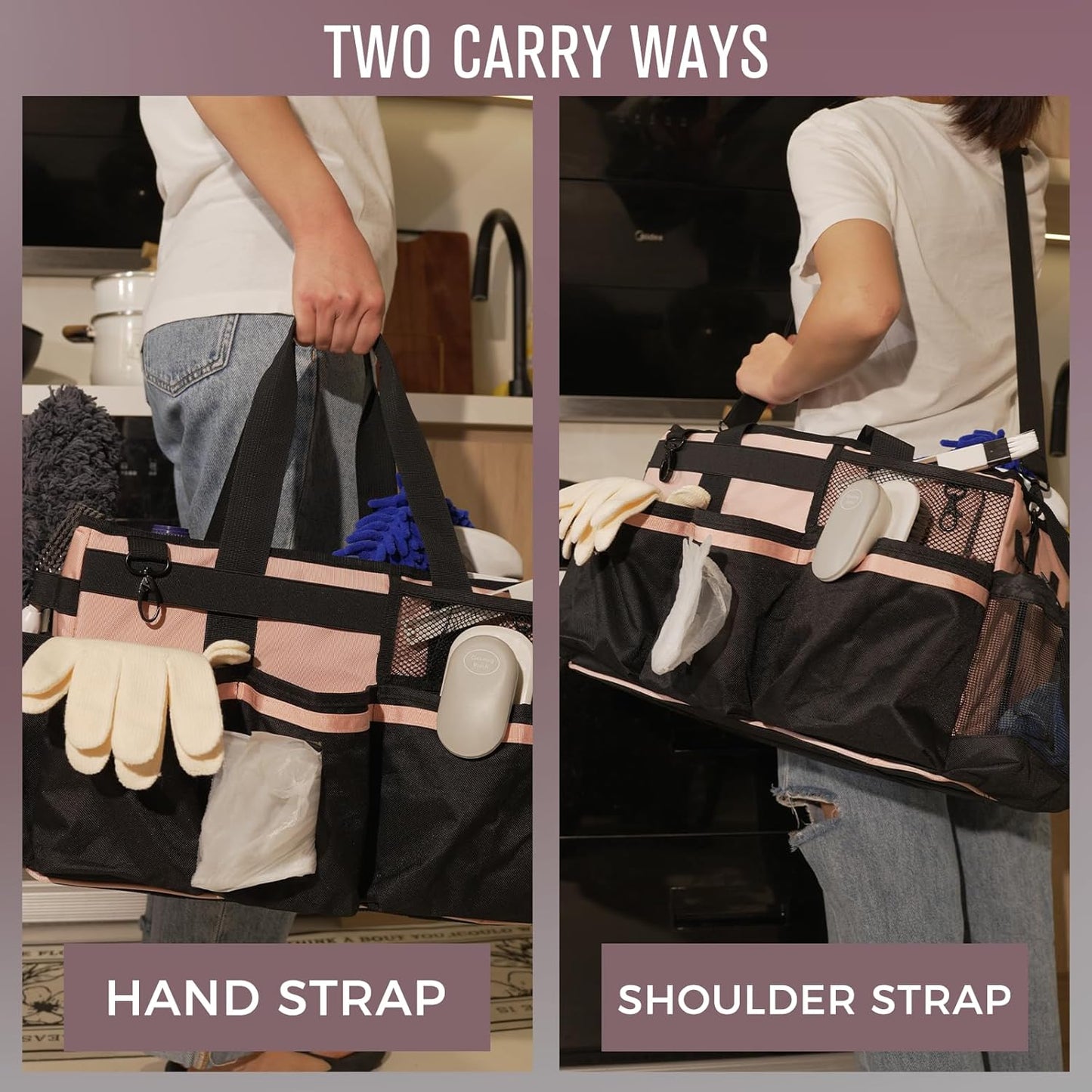 Wearable Cleaning Caddy, Cleaning Caddy Supplies Organizer with Handle & Shoulder Straps for