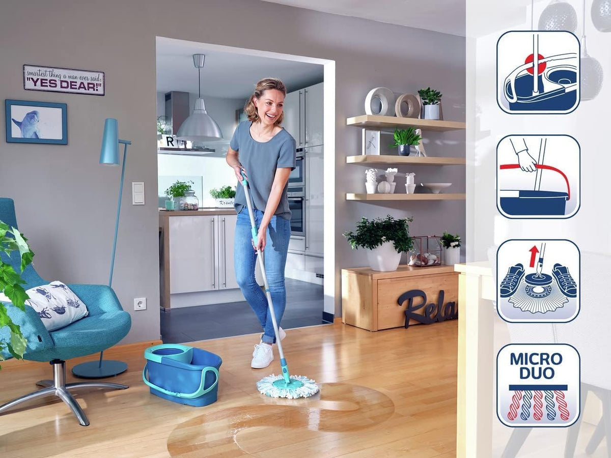 Leifheit Clean Twist Disc Mop Ergo Mop and Bucket, Floor Mop with Moisture-Controlled Spin Mop