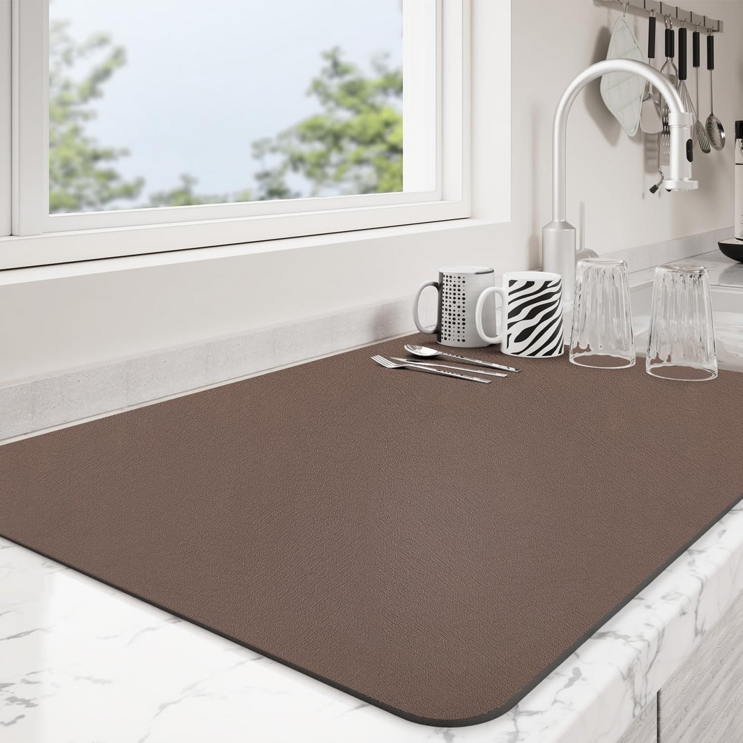 Dish Drying Mat for Kitchen Counter | Coffee Bar Mat for Countertops | Heat Resistant Drainer Mat