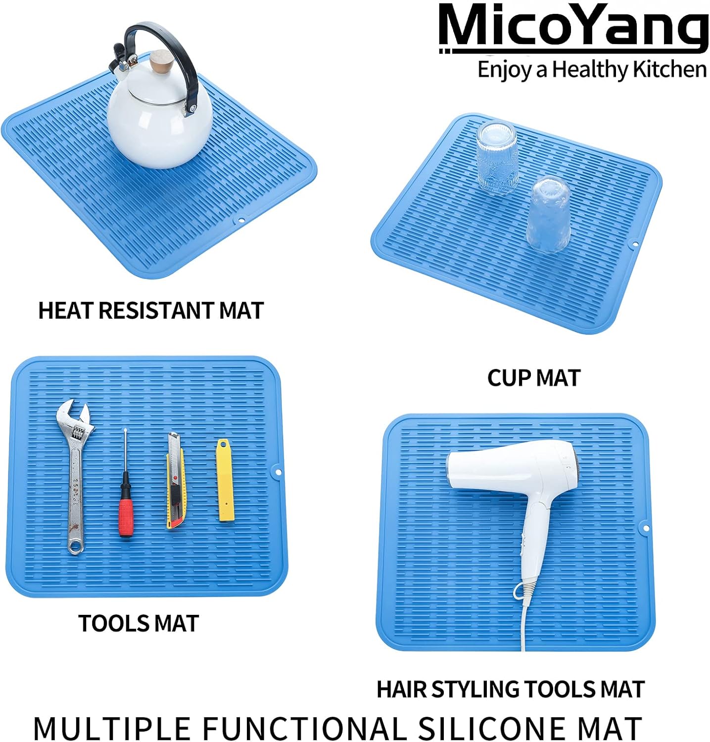 Silicone Dish Drying Mat for Multiple Usage,Easy clean,Eco-friendly,Heat-resistant Silicone Mat for