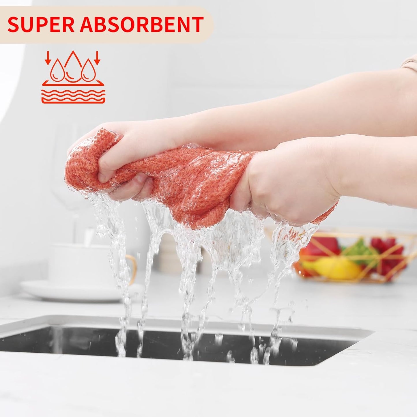Homaxy 100% Cotton Waffle Weave Kitchen Dish Towels, Ultra Soft Absorbent Quick Drying Cleaning