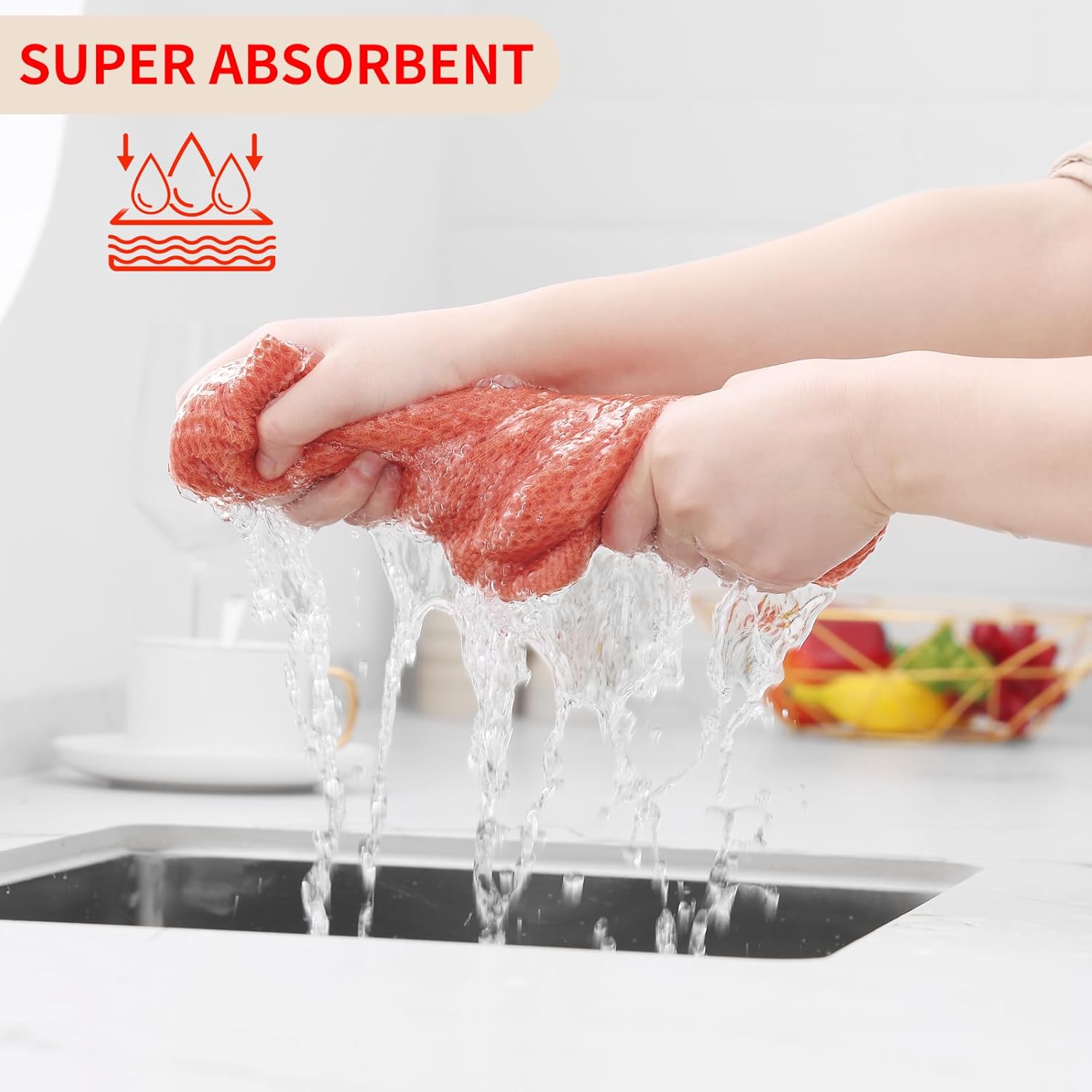 Homaxy 100% Cotton Waffle Weave Kitchen Dish Cloths, Ultra Soft Absorbent Quick Drying Dish Towels