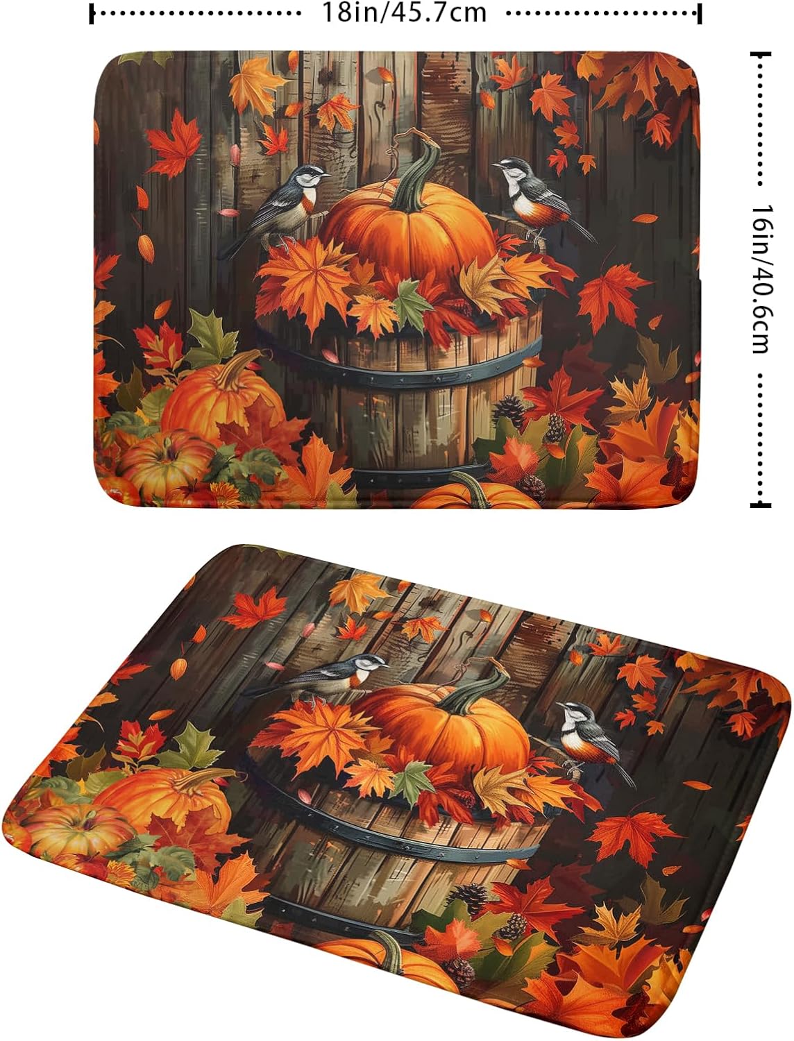 Fall Pumpkin Dish Drying Mat for Kitchen Counter Autumn Pumpkin Dish Mats for Drying 16x18 Inch