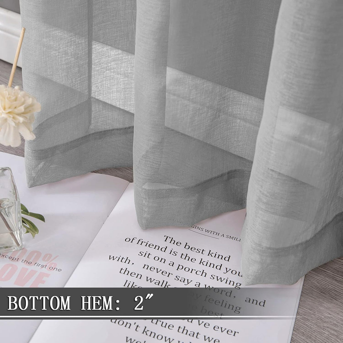 Tollpiz Sheer Curtains Linen Textured Living Room Curtain Sheers Light Filtering Rod Pocket Voile