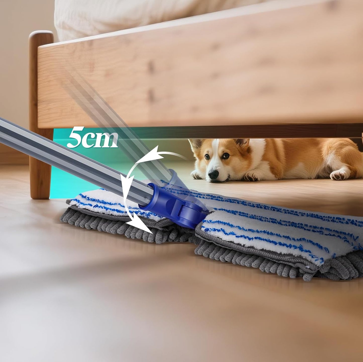 Two Sided Dust Mop Floor Cleaning System, MASTERTOP 360 Microfiber Mop with Stainless Steel