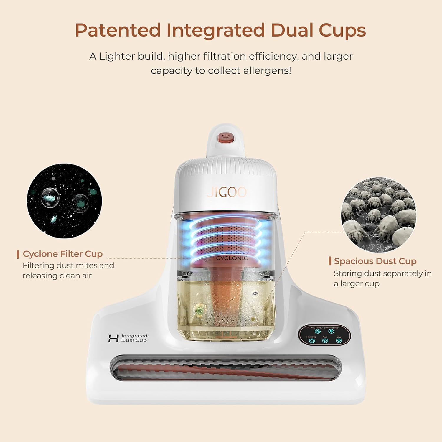 JIGOO J200 Improve Sleep Mattress Vacuum Cleaner Uv Sanitizing, Deep Cleaning Bed Vacuum