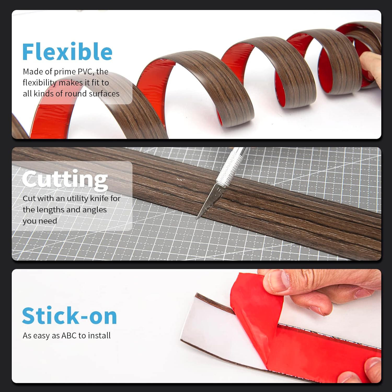 Art3d Vinyl Floor Transition Strip - Laminate Floor Divider for Joining Gaps and Carpets, Brown (10