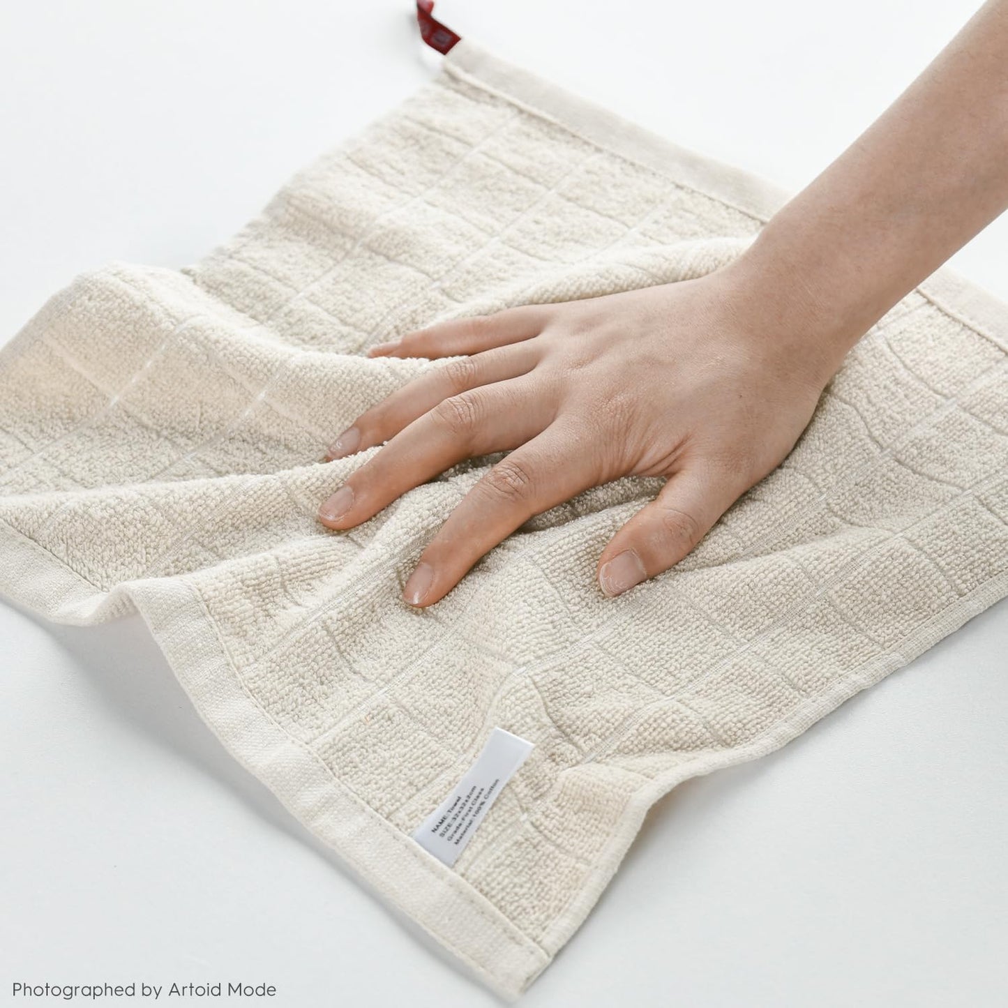 Artoid Mode Checkered Designed Cotton Beige Terry Kitchen Dish Cloths, 12x12 Inch Soft Absorbent