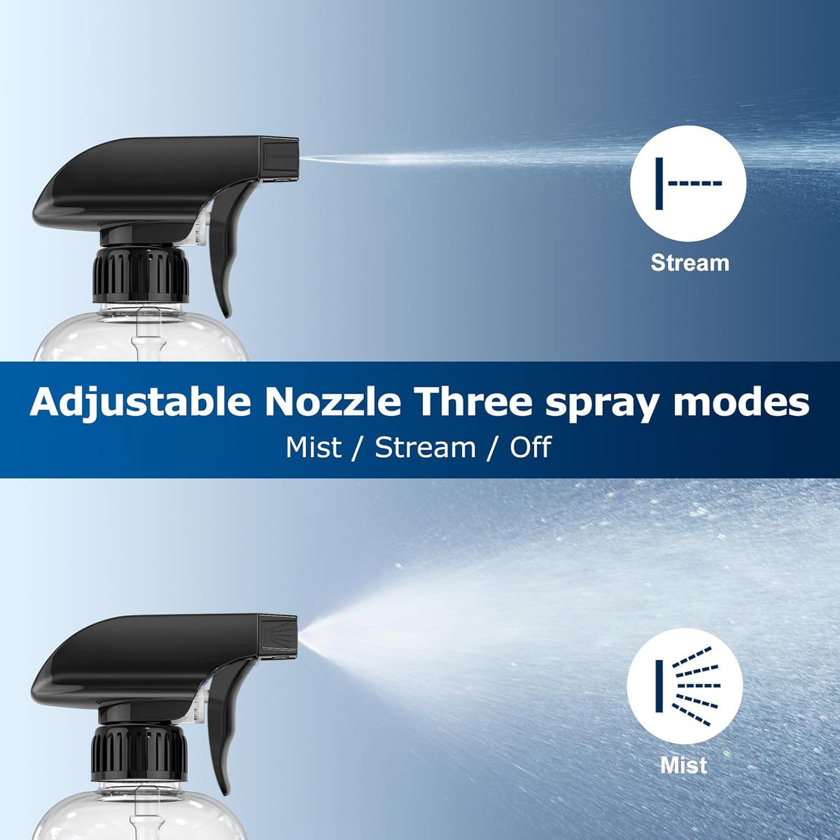 Veco 10oz Spray Bottle with Adjustable Nozzle, 360° Water Spray Bottles for Cleaning Solution