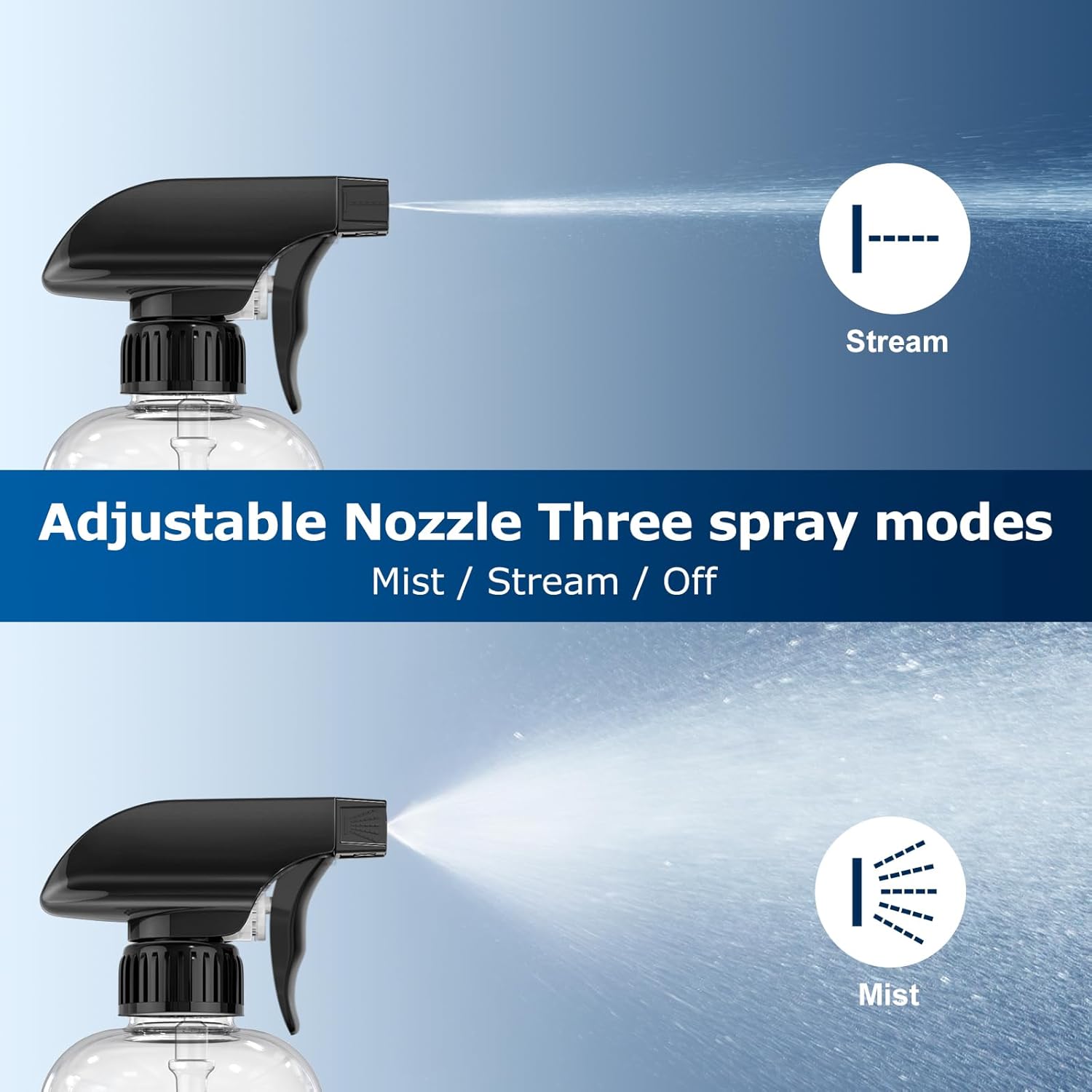 Veco 10oz Spray Bottle with Adjustable Nozzle, 360° Water Spray Bottles for Cleaning Solution