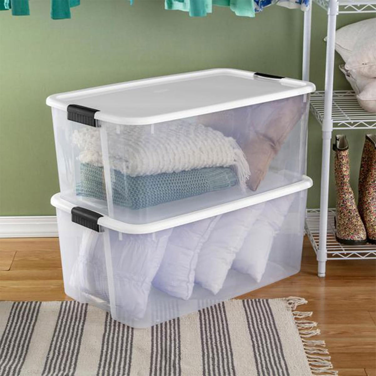 Sterilite 8-Pack Ultra Latching Box, Storage Bins with Lids, Clear Plastic, 116 Quart - Heavy-Duty