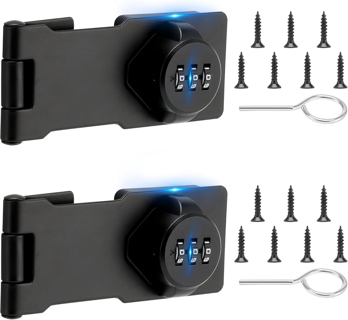 Keyless Cabinet Lock with Combination Code - 3-Digit Password Hasp Latch Lock for Drawers, Bifold