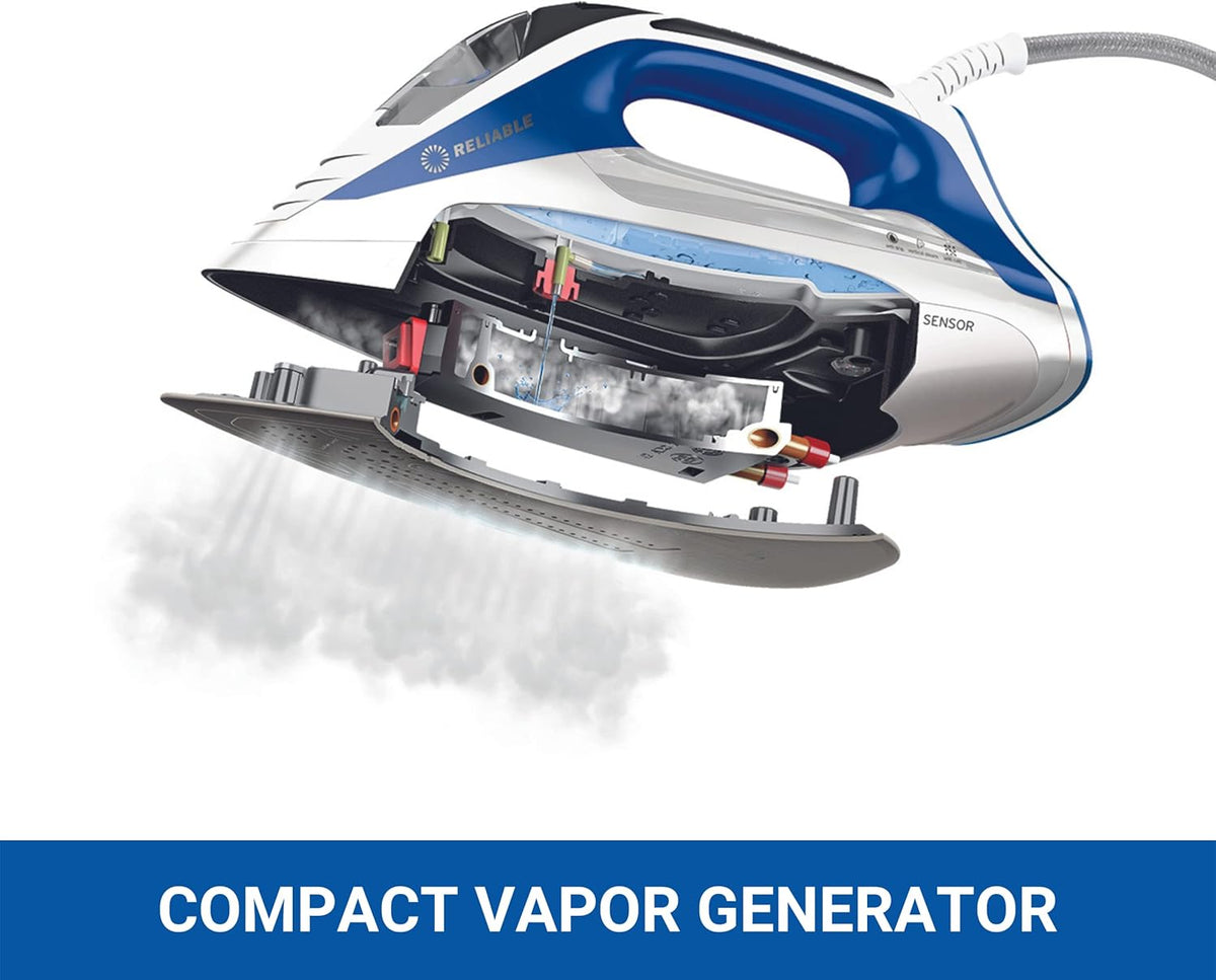 Reliable Velocity 240IR 1800W Steam Iron - Compact Vapor Generator Home Iron for Clothes, Sewing