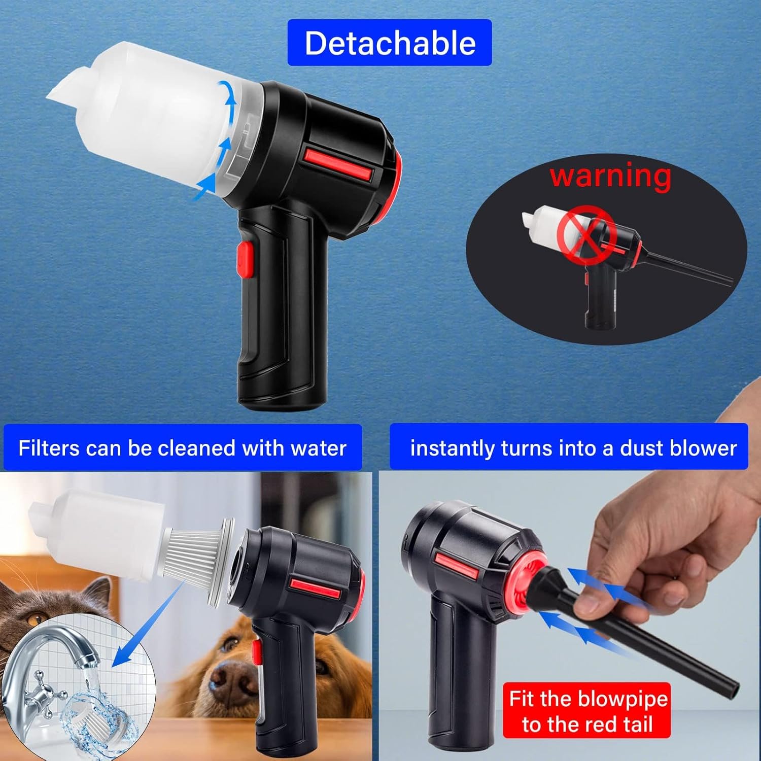 Air Duster - Computer Vacuum Cleaner - for Keyboard Cleaning- Cordless Canned Air- Powerful