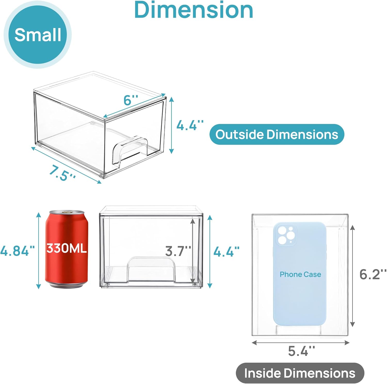 Vtopmart 8 Pack Clear Small Stackable Storage Drawers,Acrylic Bathroom Makeup Organizer,Plastic