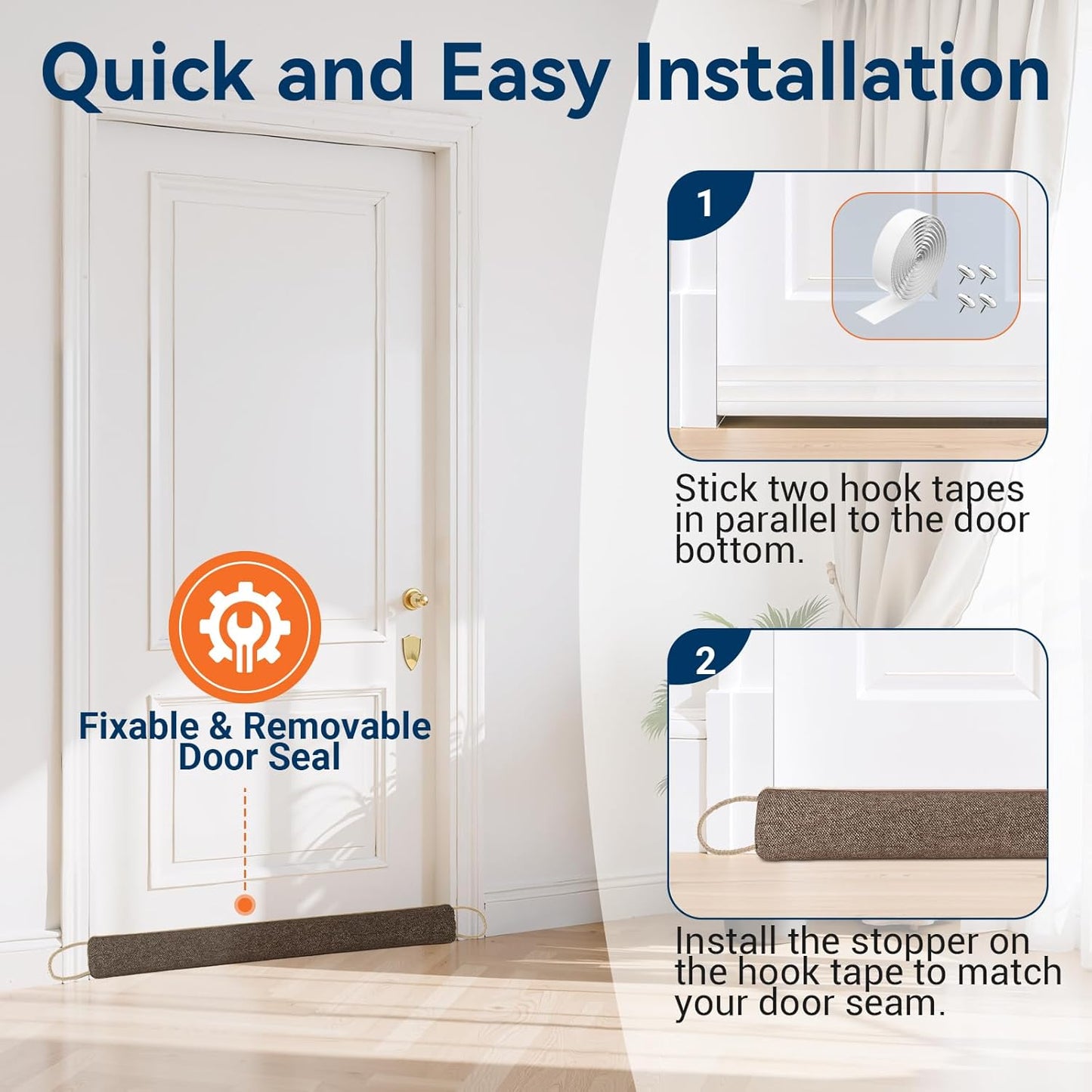 Door Draft Stopper for Bottom of Door, 36’’ Heavy Duty Under Door Draft Blocker Gap Filler, Door