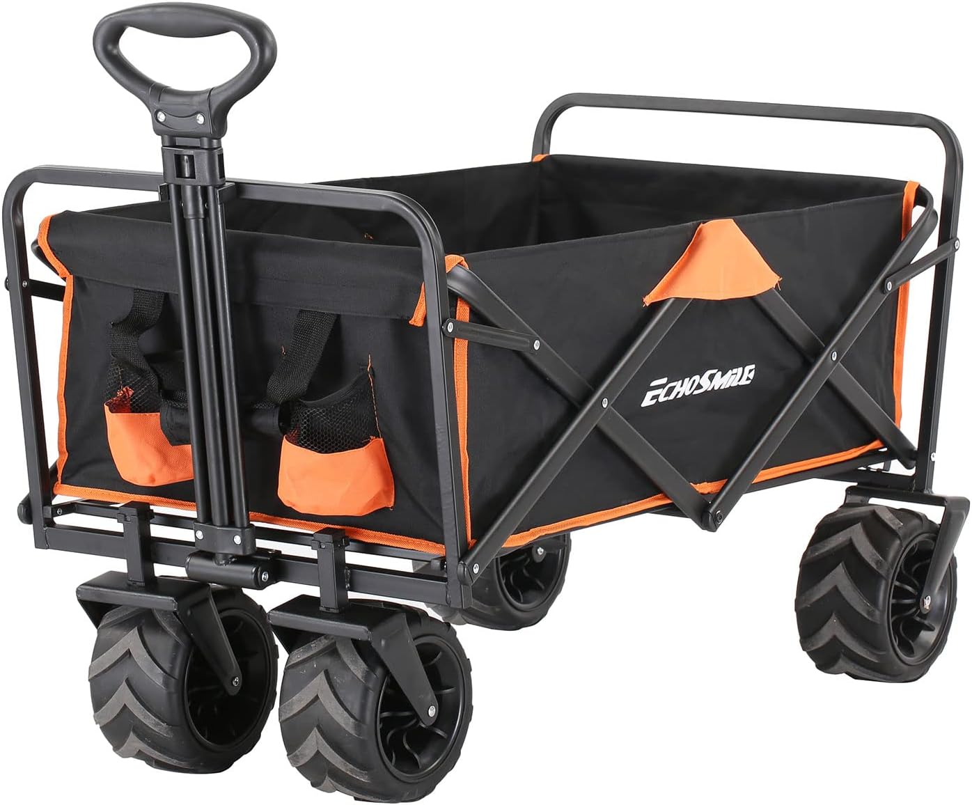 EchoSmile Heavy Duty 350 Lbs Capacity Collapsible Wagon, Outdoor Folding Camping Wagons, Grocery