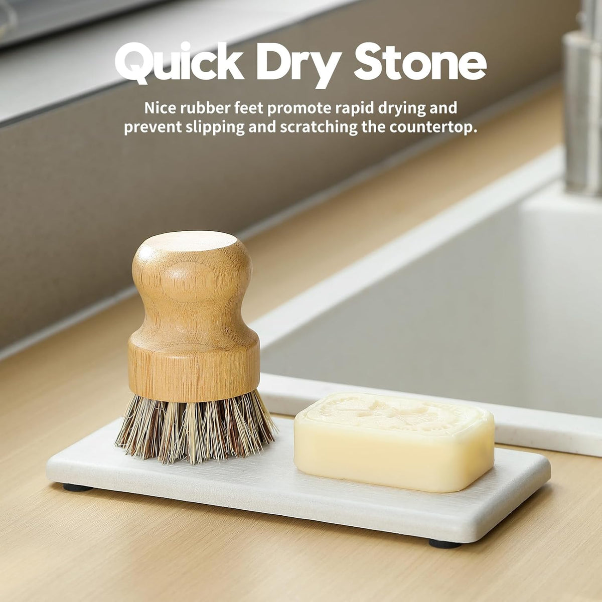2PCS 7"x3.5" Water Absorbing Bathroom Sink Vanity Trays, Diatomite Stone Quick Drying Mat for