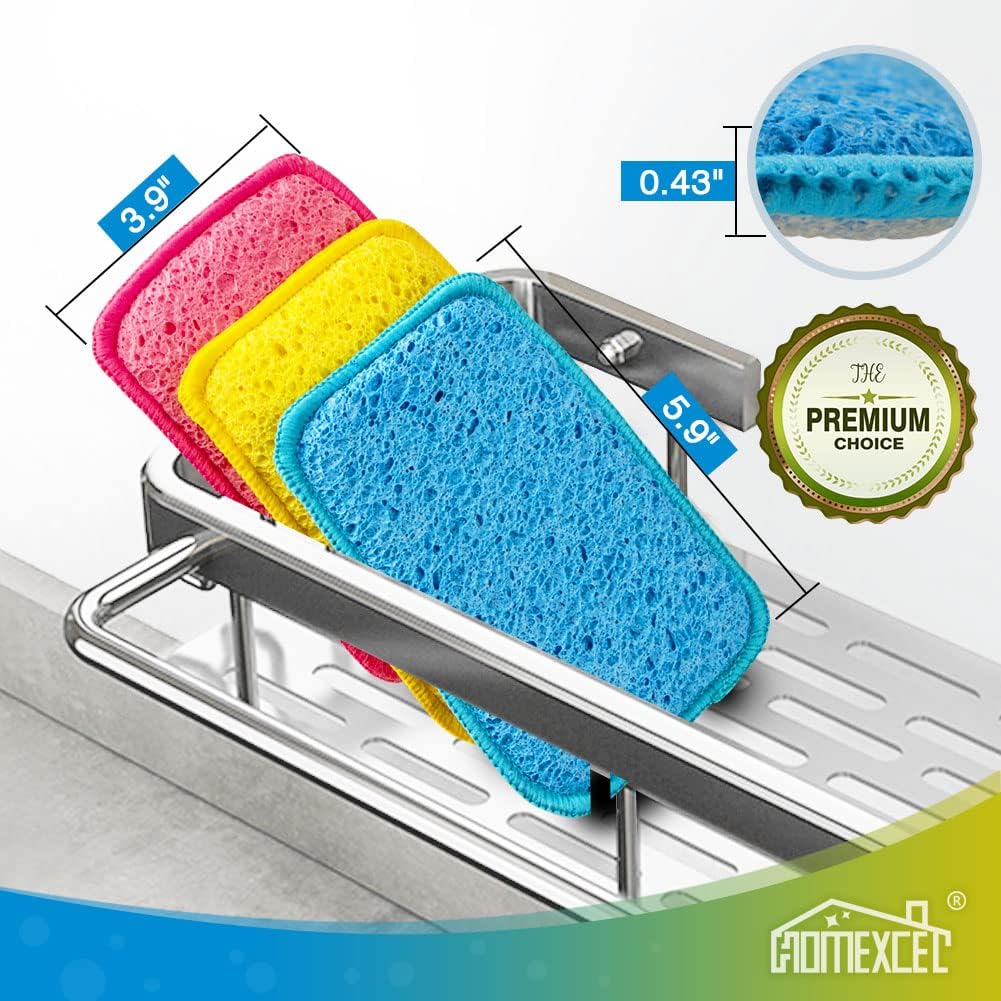 HOMEXCEL 12 Pack Scrub & Wipe Cloths, Dual-Sided Sponges for Kitchen, All-Purpose Cloth for Dishes