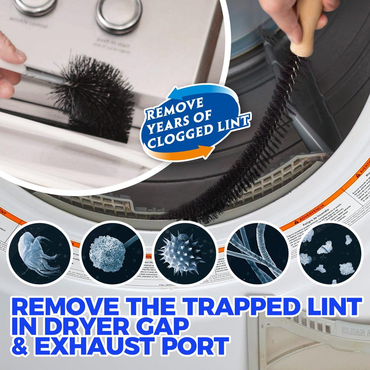 Holikme Dryer Vent Cleaner Kit, Include 30Feet Dryer Vent Cleaning Brush, Dryer Lint Vacuum