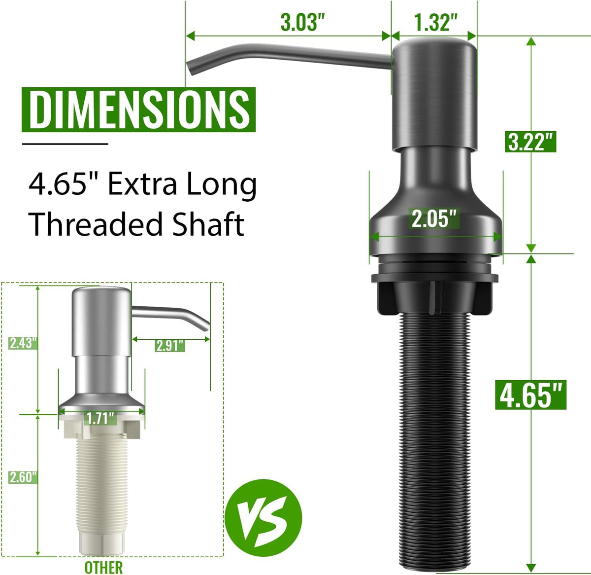 Soap Dispenser for Kitchen Sink, Kitchen Sink Soap Dispenser with 17 OZ Bottle, Refill from The Top
