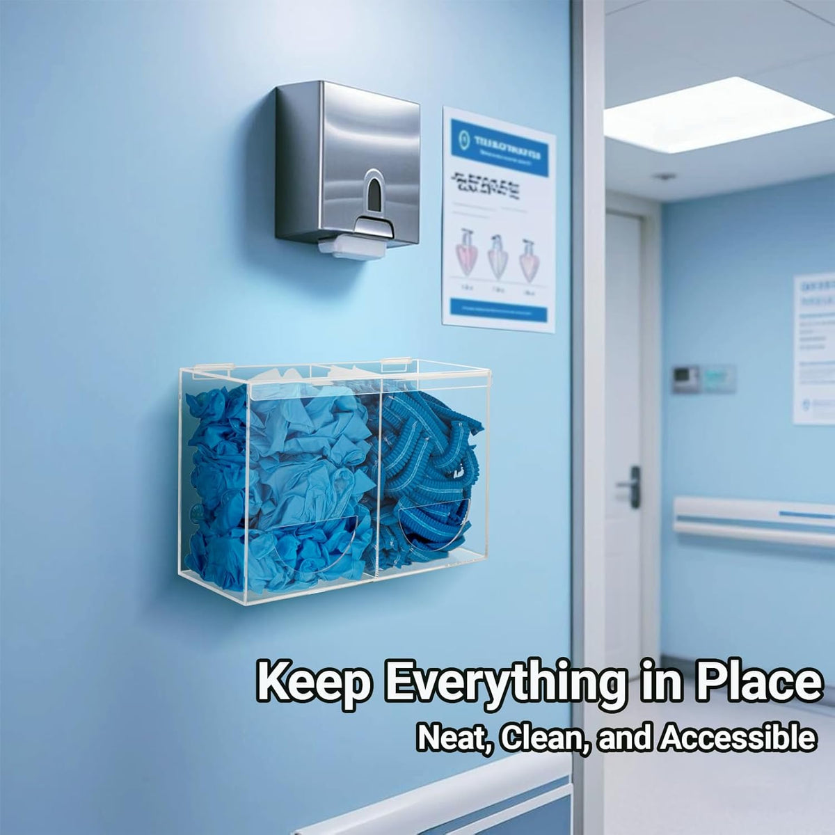 Glove Dispenser Wall Mount - Double Acrylic Hygiene Dispenser Station Holder for Disposable Latex