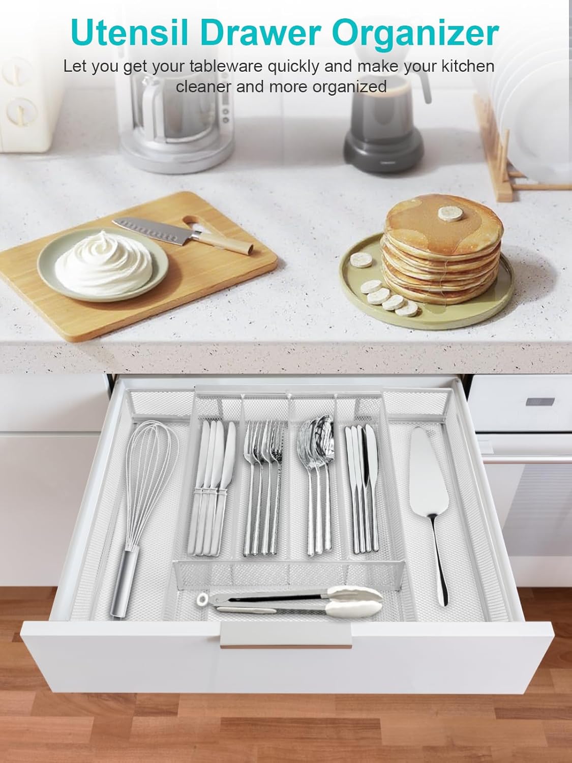 Silverware Organizer Metal Mesh, Drawer Organizer, Utensil Cutlery Tray for kitchen