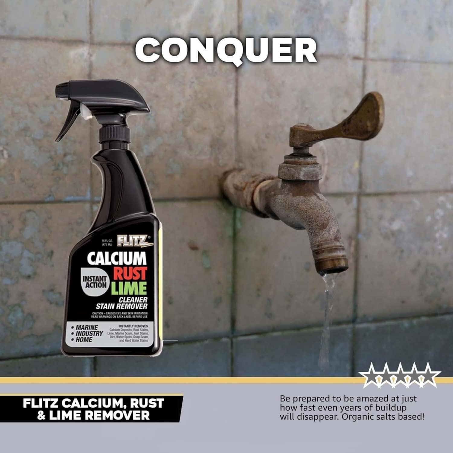 Flitz Calcium, Rust, & Lime Remover - 16oz Bottle of USA-Made Limescale Remover for Toilets