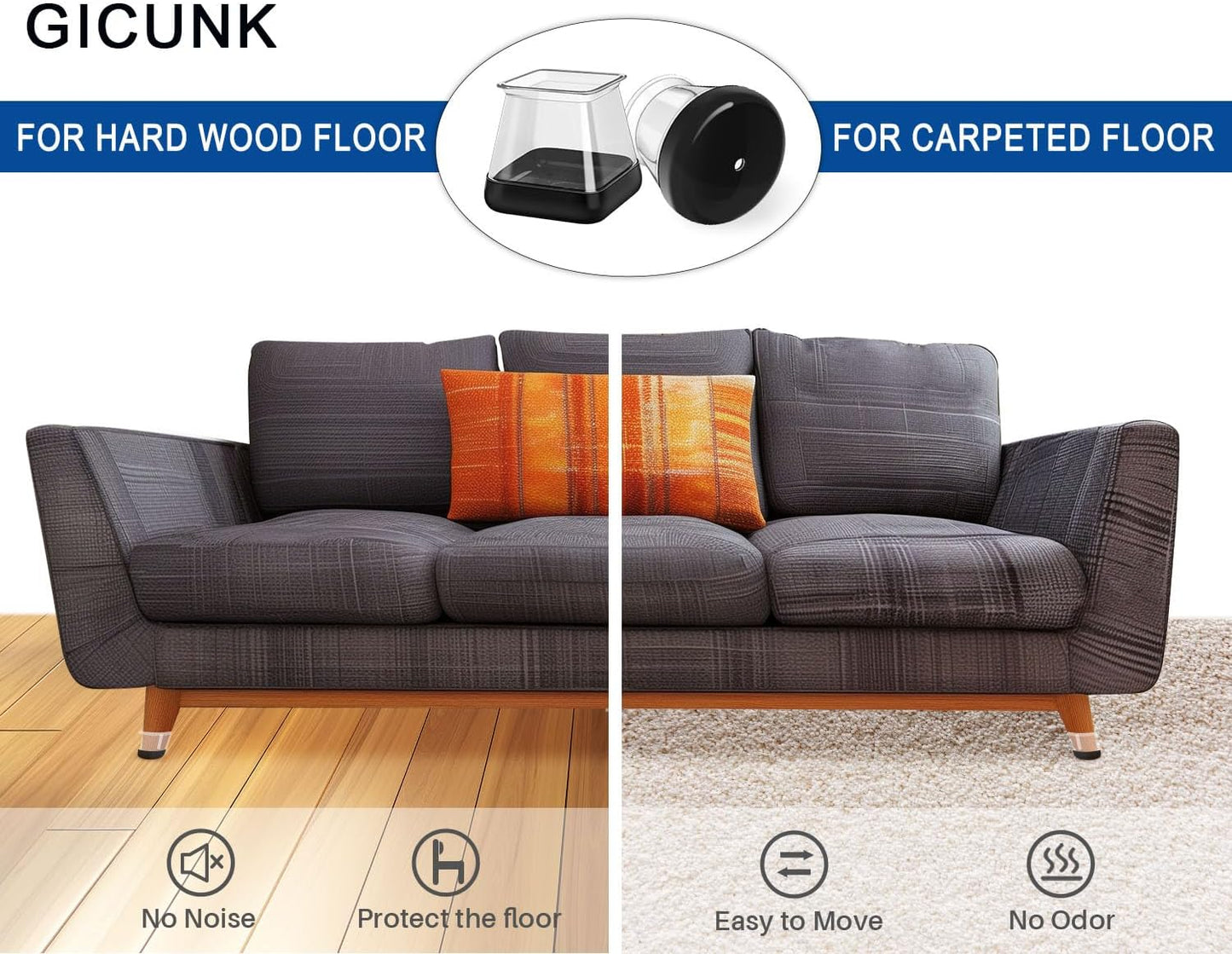 2024 New Chair Leg Floor Protectors Furniture Sliders for Hardwood Floors and Carpet Silicone Non