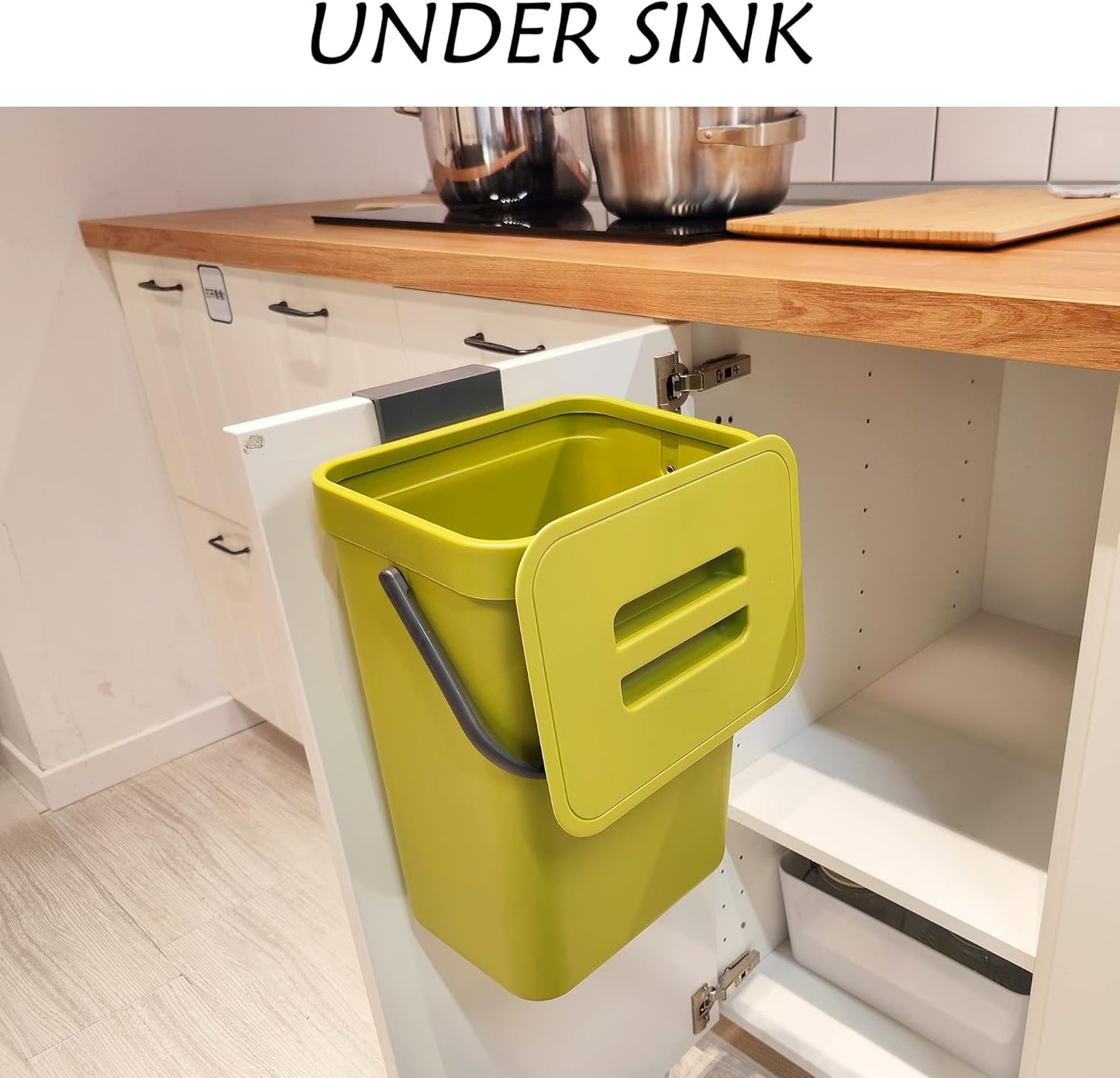 stonespace Small Trash Can with Lid，Mountable Indoor Compost Bucket, Hanging Trash Can with Lid for