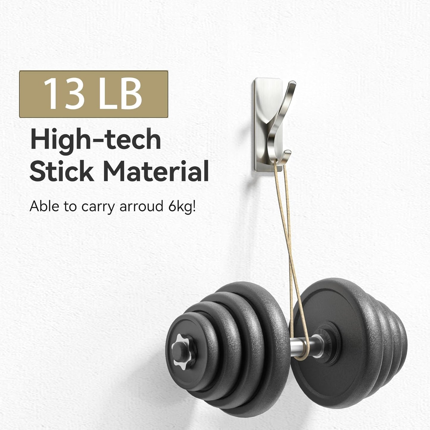 pickpiff Self Adhesive Coat Hooks for Hanging: Heavy Duty Stainless Wall Hook for Towel, Backpack
