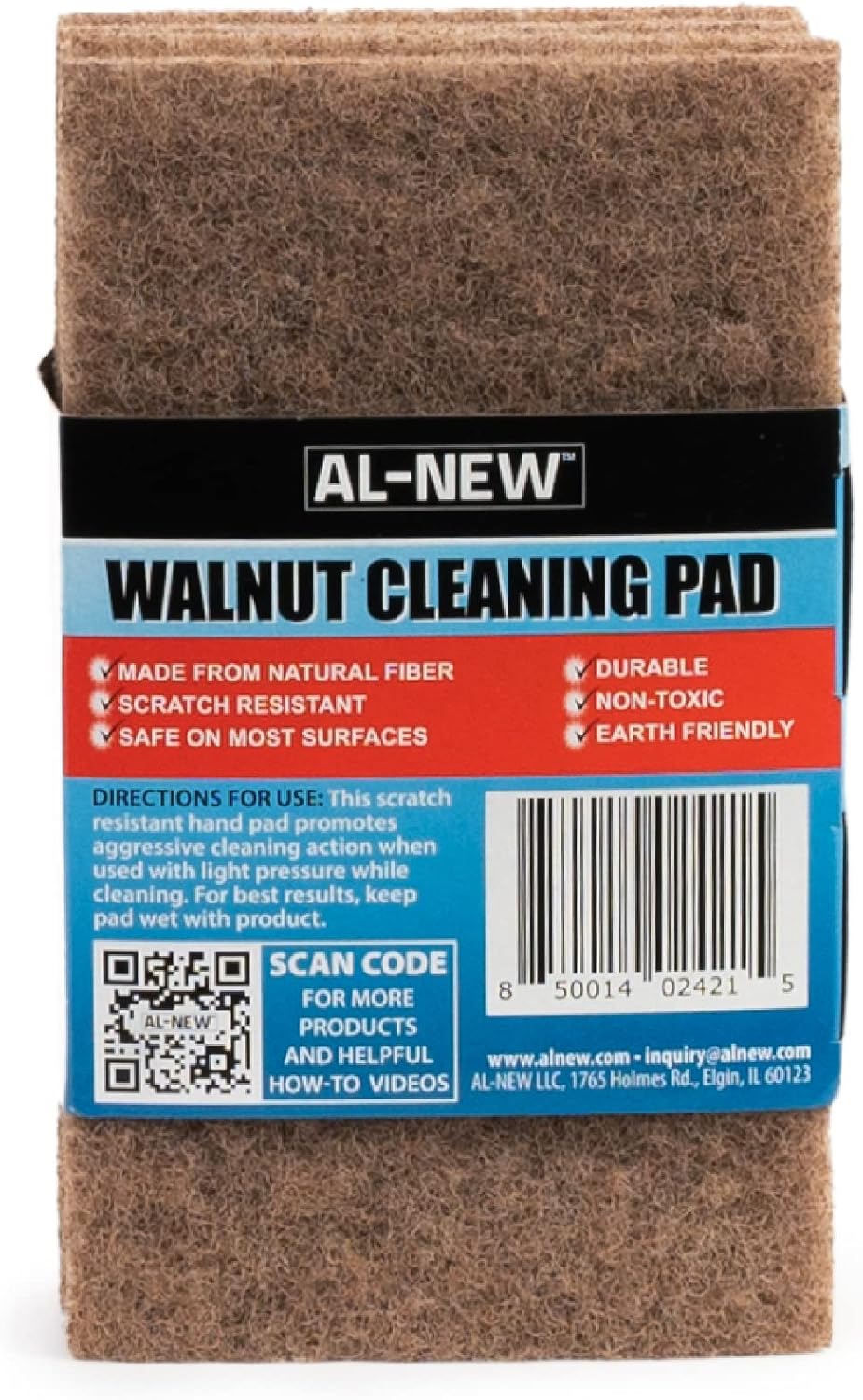 AL-NEW Walnut Cleaning Pads | Versatile, Scratch Resistant Household Cleaning & Scouring Pads for