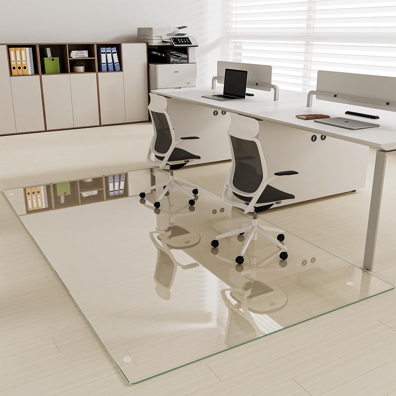 [Tempered Glass] 40" x 80" Glass Chair Mat, 1/5" Thick Office Chair Mat for Carpet or Hardwood