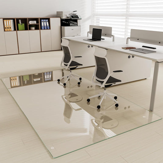 [Tempered Glass] 40" x 80" Glass Chair Mat, 1/5" Thick Office Chair Mat for Carpet or Hardwood