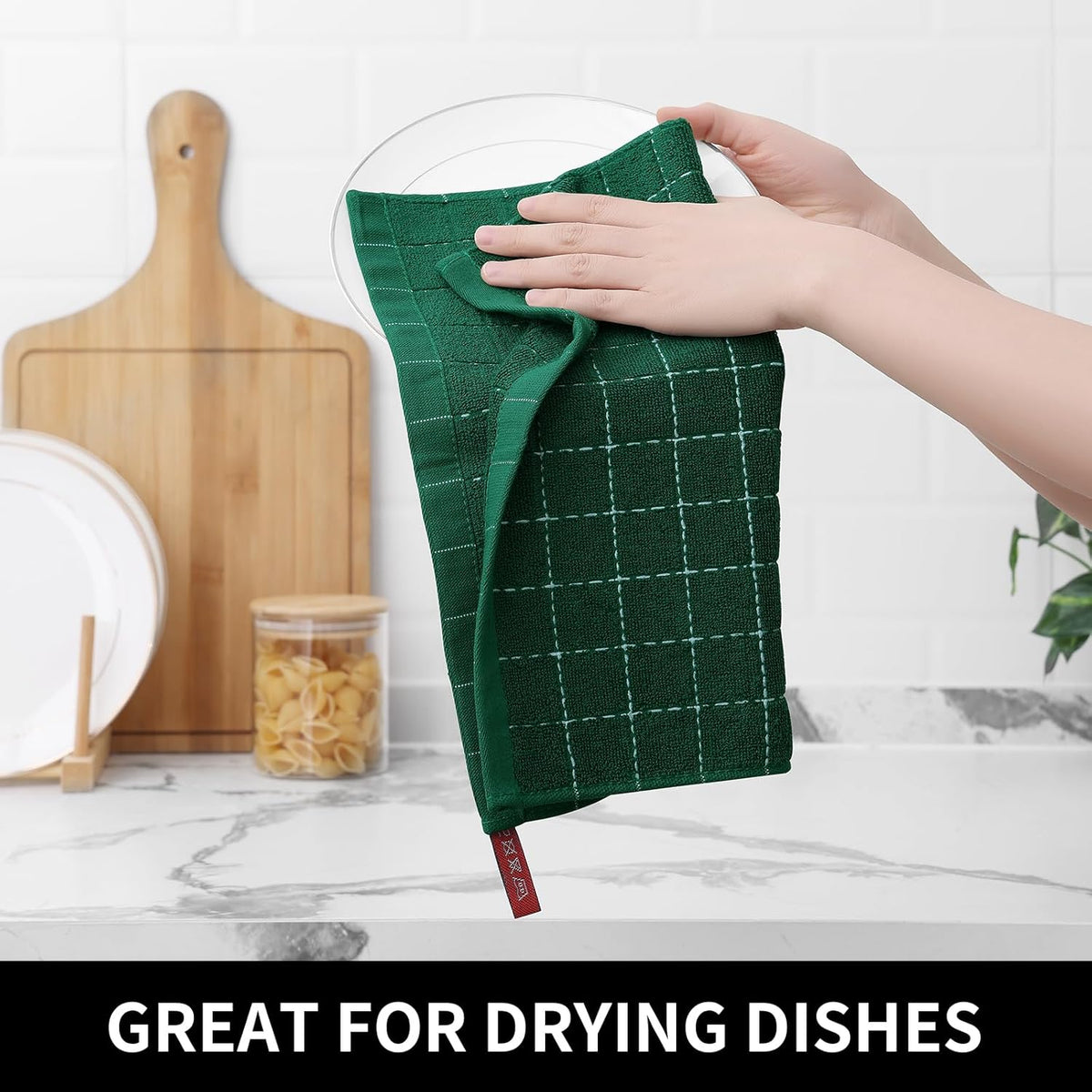 Homaxy 100% Cotton Terry Kitchen Dish Cloths, Ultra Soft and Absorbent Dish Towels for Kitchen