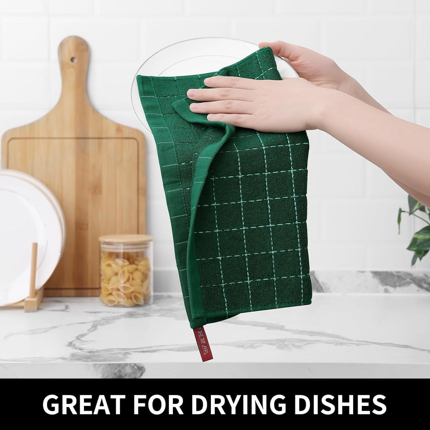 Homaxy 100% Cotton Terry Kitchen Dish Cloths, Ultra Soft and Absorbent Dish Towels for Kitchen