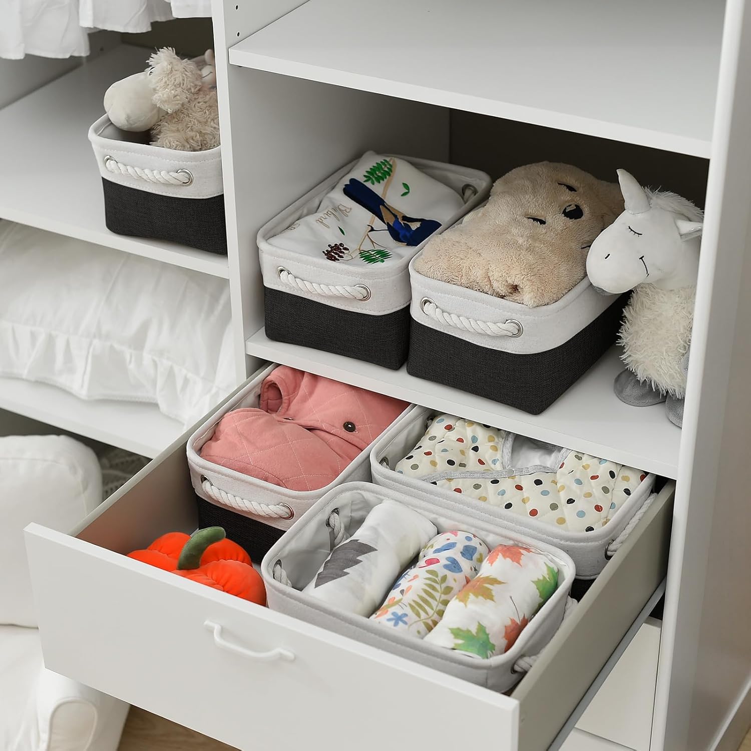 TheWarmHome Storage Bins for Shelves - 12x8x5.2 inch 1 Pack Storage Baskets for Gifts Empty for