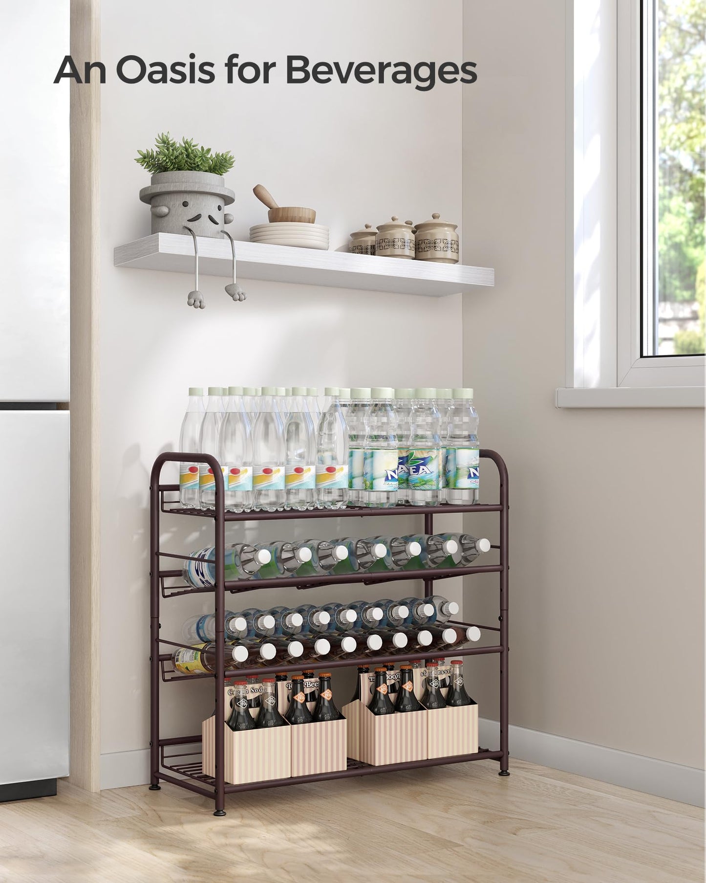 SONGMICS Stackable Shoe Rack, 4 Tier Metal Shoes Rack Storage Shelf, Holds up to 16 Pairs Shoes