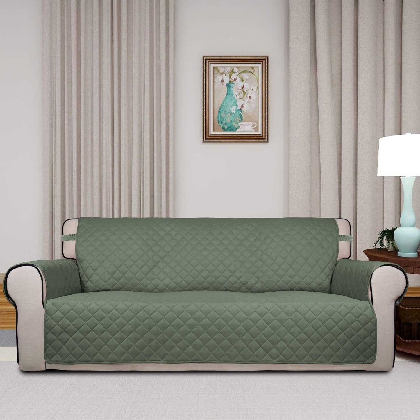 PureFit Reversible Quilted Sofa Cover, Water Resistant Slipcover Furniture Protector, Washable