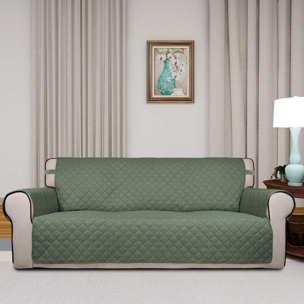 PureFit Reversible Quilted Sofa Cover, Water Resistant Slipcover Furniture Protector, Washable