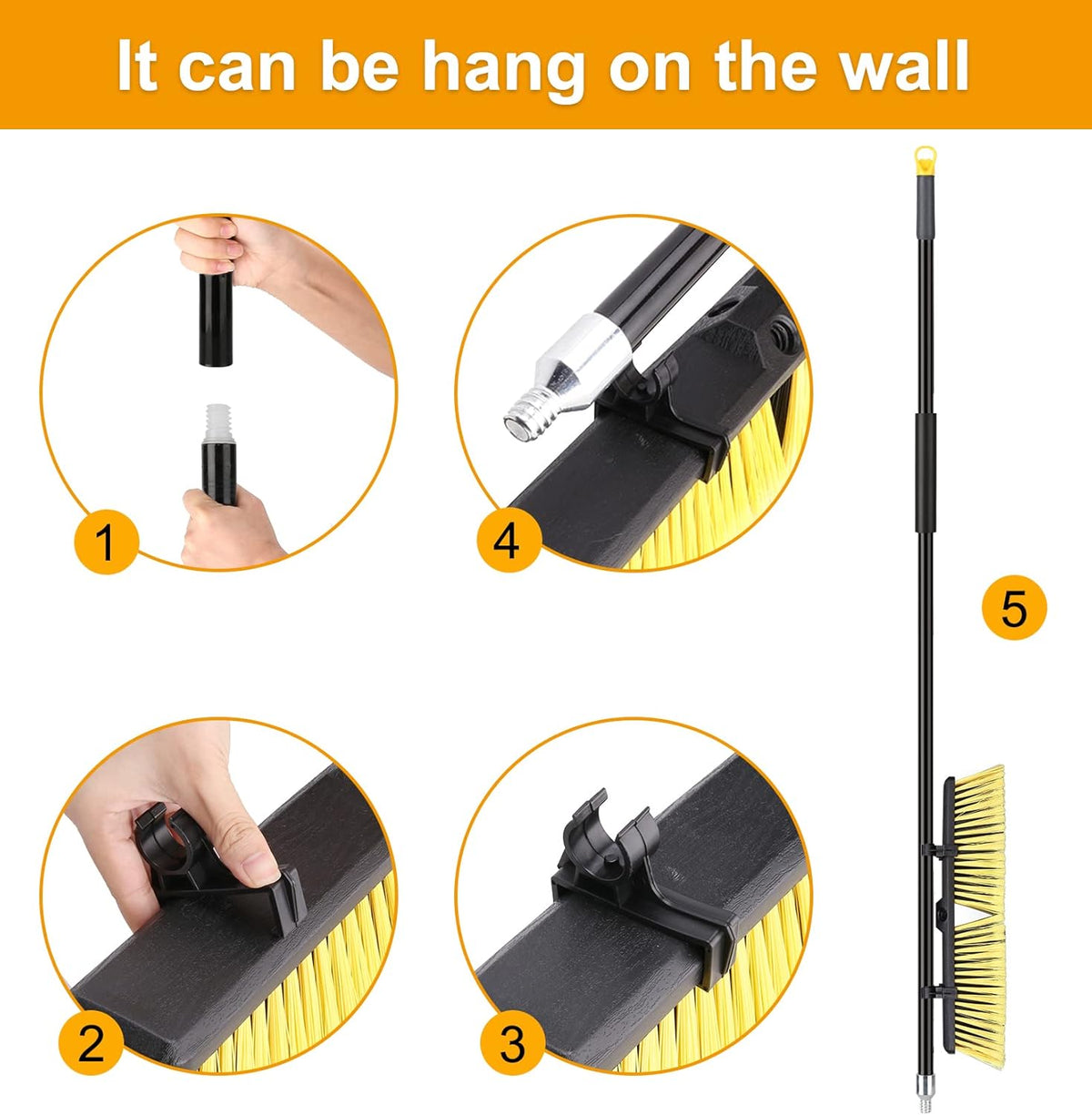KeFanta 18 Inches Push Broom Outdoor- Heavy Duty Broom with 63" Long Handle for Deck Driveway