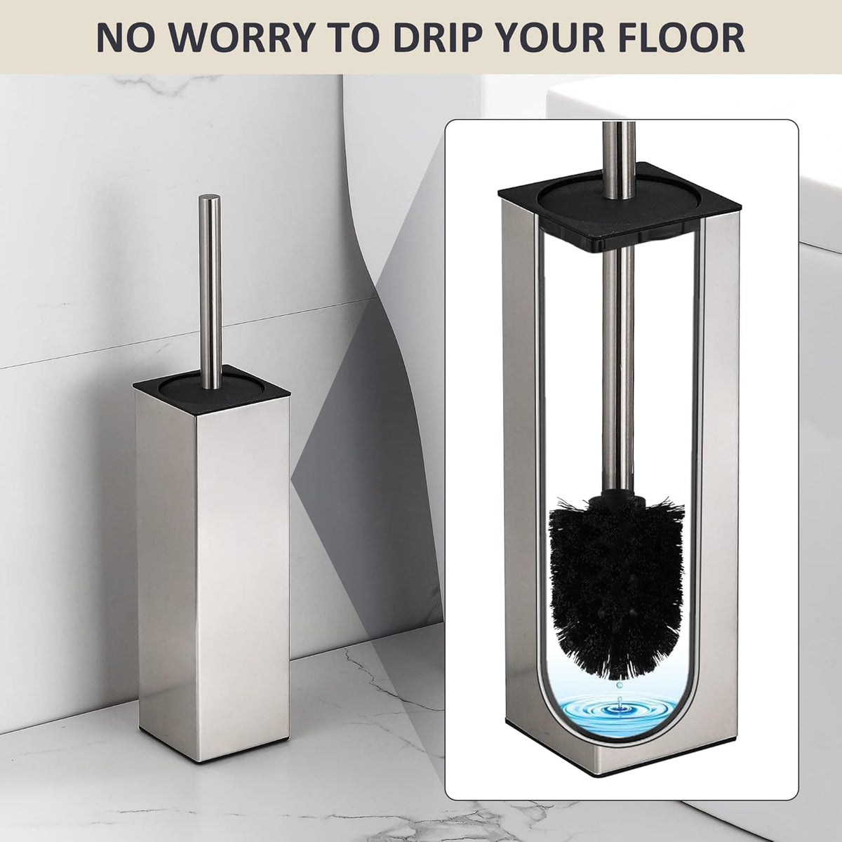 BGL Toilet Brush Holder Freestanding,Brushed Nickel,304 Stainless Steel,SUS304 Toilet Bowl Brush
