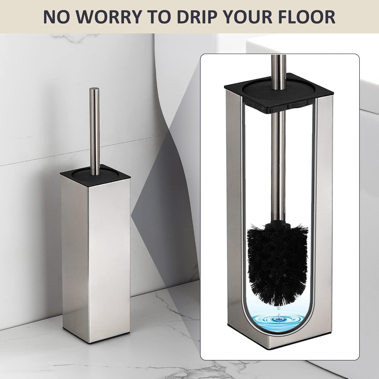BGL Toilet Brush Holder Freestanding,Brushed Nickel,304 Stainless Steel,SUS304 Toilet Bowl Brush