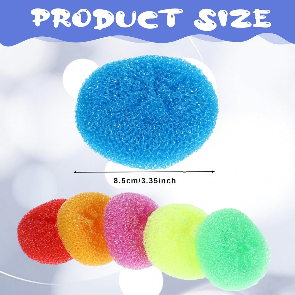 100 Pcs Plastic Scrubbers for Dishes, Round Pot Scrubbers for Kitchen Non Scratch Scouring Pads