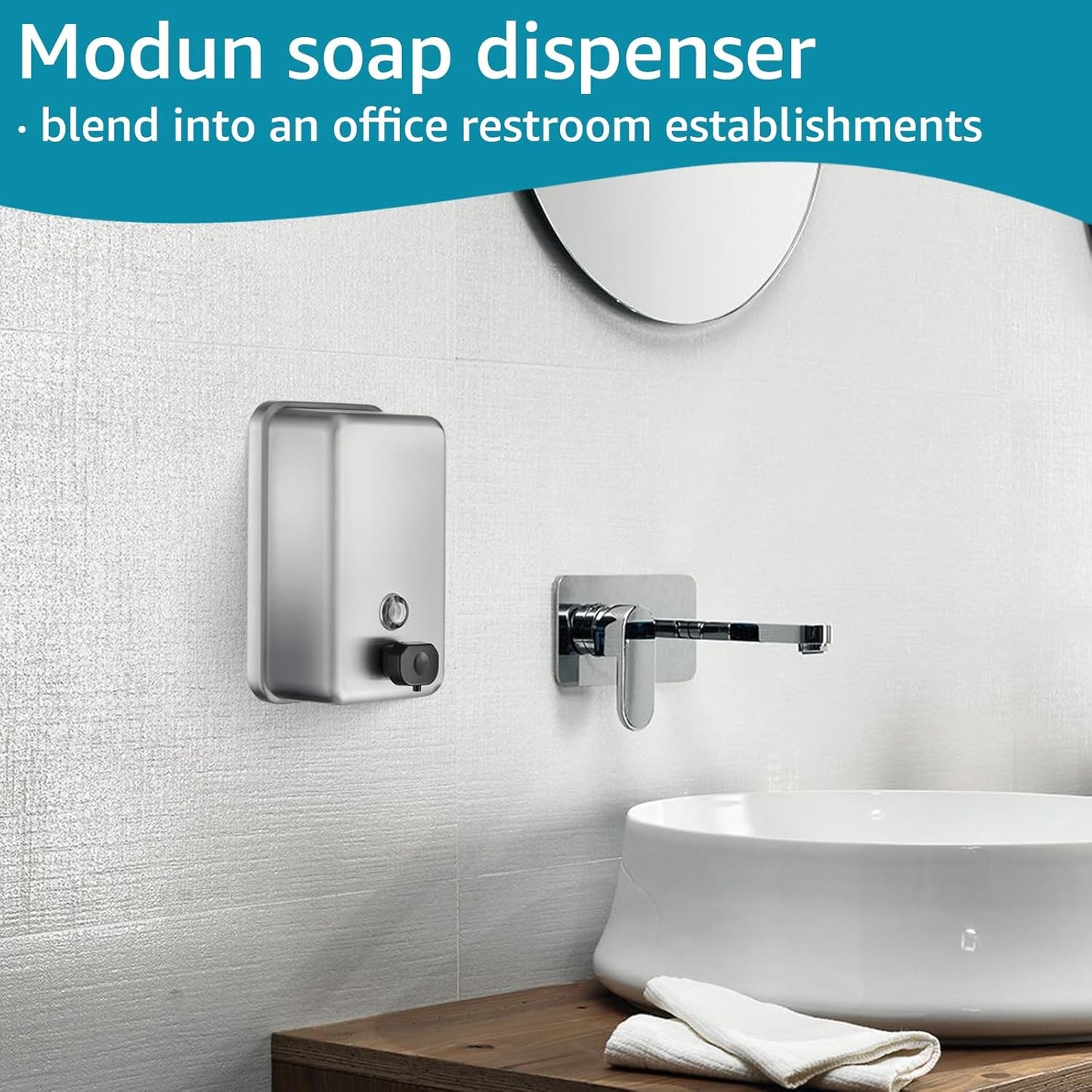 Commercial Wall Mount Soap Dispenser - Stainless Steel Bathroom Hand Soap 38.8oz Liquid - Anti-Leak