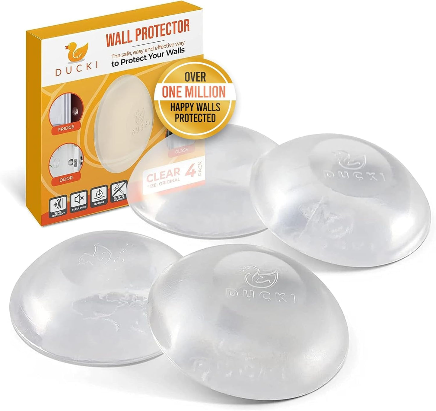 Ducki Door Stop Wall Protector | Self Adhesive Door Knob Wall Protectors from Door Knobs | Rubber